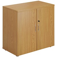 Jemini Low Wooden Cupboard, 1 Shelf, 800mm High, Oak