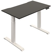 Okoform Height-Adjustable Heated Desk, White Leg, 1600mm, Black