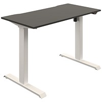 Okoform Height-Adjustable Heated Slim Desk, White Leg, 1200mm, Black