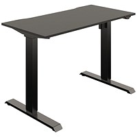 Okoform Height-Adjustable Heated Slim Desk, Black Leg, 1200mm, Black