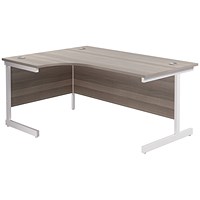 Jemini 1600mm Corner Desk, Left Hand, White Cantilever Legs, Grey Oak