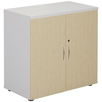 Jemini Two Tone Low Wooden Cupboard, 1 Shelf, 800mm High, White and Maple