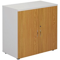Jemini Two Tone Low Wooden Cupboard, 1 Shelf, 800mm High, White and Oak
