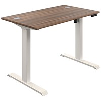 Serrion Economy Sit-Stand Desk, White Leg, 1200mm, Walnut Top
