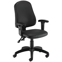 First Calypso Operator Chair, Polyurethane, Adjustable Arms, Black