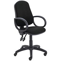 First High Back Operators Chair with Fixed Arms, Black
