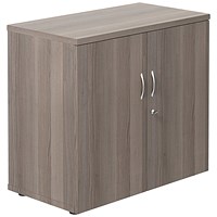 Jemini Desk High Wooden Cupboard, 1 Shelf, 730mm High, Grey Oak