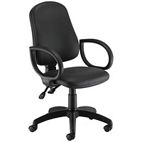 First Calypso Operator Chair, Polyurethane, Fixed Arms, Black