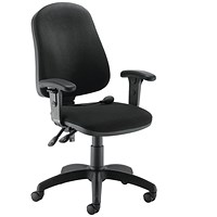 First Calypso Operator Chair, Lumbar Pump, Adjustable Arm, Black