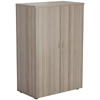 Jemini Medium Wooden Cupboard, 3 Shelves, 1200mm High, Grey Oak