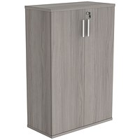 Astin Medium Wooden Cupboard, 2 Shelves, 1204mm High, Grey Oak