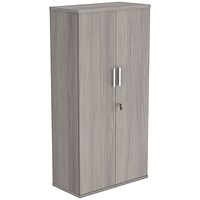 Astin Tall Wooden Cupboard, 3 Shelves, 1592mm High, Grey Oak