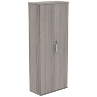 Astin Extra Tall Wooden Cupboard, 4 Shelves, 1980mm High, Grey Oak