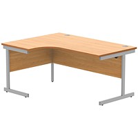 Astin 1600mm Corner Desk, Left Hand, Silver Cantilever Legs, Beech