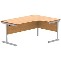 Astin 1600mm Corner Desk, Right Hand, Silver Cantilever Legs, Beech