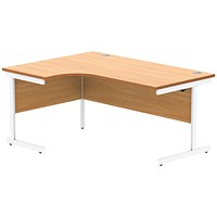 Astin 1600mm Corner Desk, Left Hand, White Cantilever Legs, Beech