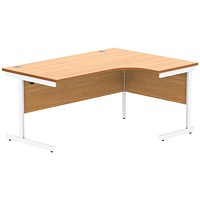 Astin 1600mm Corner Desk, Right Hand, White Cantilever Legs, Beech