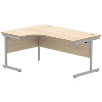 Astin 1600mm Corner Desk, Left Hand, Silver Cantilever Legs, Oak