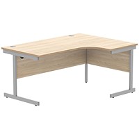 Astin 1600mm Corner Desk, Right Hand, Silver Cantilever Legs, Oak