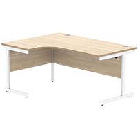 Astin 1600mm Corner Desk, Left Hand, White Cantilever Legs, Oak