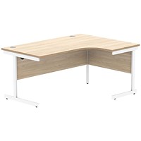 Astin 1600mm Corner Desk, Right Hand, White Cantilever Legs, Oak