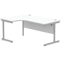 Astin 1600mm Corner Desk, Left Hand, Silver Cantilever Legs, White