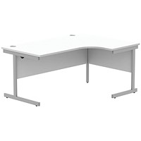 Astin 1600mm Corner Desk, Right Hand, Silver Cantilever Legs, White