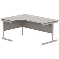 Astin 1600mm Corner Desk, Left Hand, Silver Cantilever Legs, Grey Oak Astin 1600mm Corner Desk, Left Hand, Silver Cantilever Legs, Grey Oak