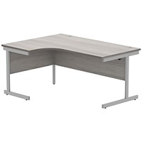 Astin 1600mm Corner Desk, Left Hand, Silver Cantilever Legs, Grey Oak