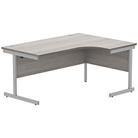 Astin 1600mm Corner Desk, Right Hand, Silver Cantilever Legs, Grey Oak