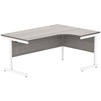 Astin 1600mm Corner Desk, Right Hand, White Cantilever Legs, Grey Oak