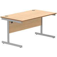 Astin 1400mm Rectangular Desk, Silver Cantilever Legs, Beech