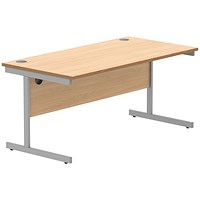 Astin 1600mm Rectangular Desk, Silver Cantilever Legs, Beech