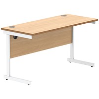 Astin 1400mm Slim Rectangular Desk, White Cantilever Legs, Beech