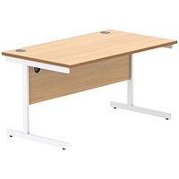 Astin 1400mm Rectangular Desk, White Cantilever Legs, Beech