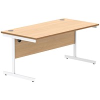 Astin 1600mm Rectangular Desk, White Cantilever Legs, Beech