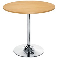 Jemini Round Bistro Trumpet Base Table, 800mm Diameter, 740mm High, Beech