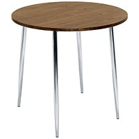 Jemini Round Bistro Table, 800mm Diameter, 740mm High, Walnut