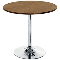 Jemini Round Bistro Trumpet Base Table, 800mm Diameter, 740mm High, Walnut