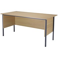 Jemini Intro 1500mm Rectangular Desk, Silver Straight Legs, Oak