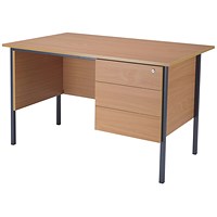 Jemini Intro 1200mm Rectangular Desk with attached 3-Drawer Pedestals, Black Straight Legs, Beech