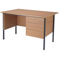 Jemini Intro Traditional Desk with 3-Drawer Pedestal, 1200mm Wide, Beech