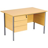Jemini Intro Traditional Desk with 3-Drawer Pedestal, 1200mm Wide, Oak