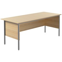 Serrion 1800mm Rectangular Desk, Silver Straight Legs, Oak Serrion 1800mm Rectangular Desk, Silver Straight Legs, Oak