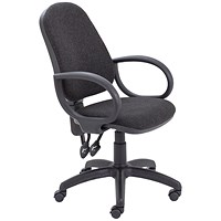 First High Back Operators Chair with Fixed Arms, Charcoal