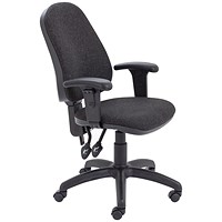 First High Back Operators Chair with Adjustable Arms, Charcoal