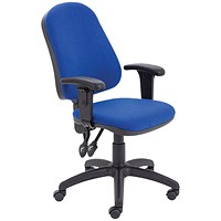 First High Back Operators Chair with Adjustable Arms, Blue