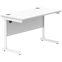Polaris 1200mm Slim Rectangular Desk, White Cantilever Leg, White