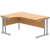 Polaris 1600mm Corner Desk, Left Hand, Silver Cantilever Leg, Beech