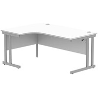 Polaris 1600mm Corner Desk, Left Hand, Silver Cantilever Leg, White